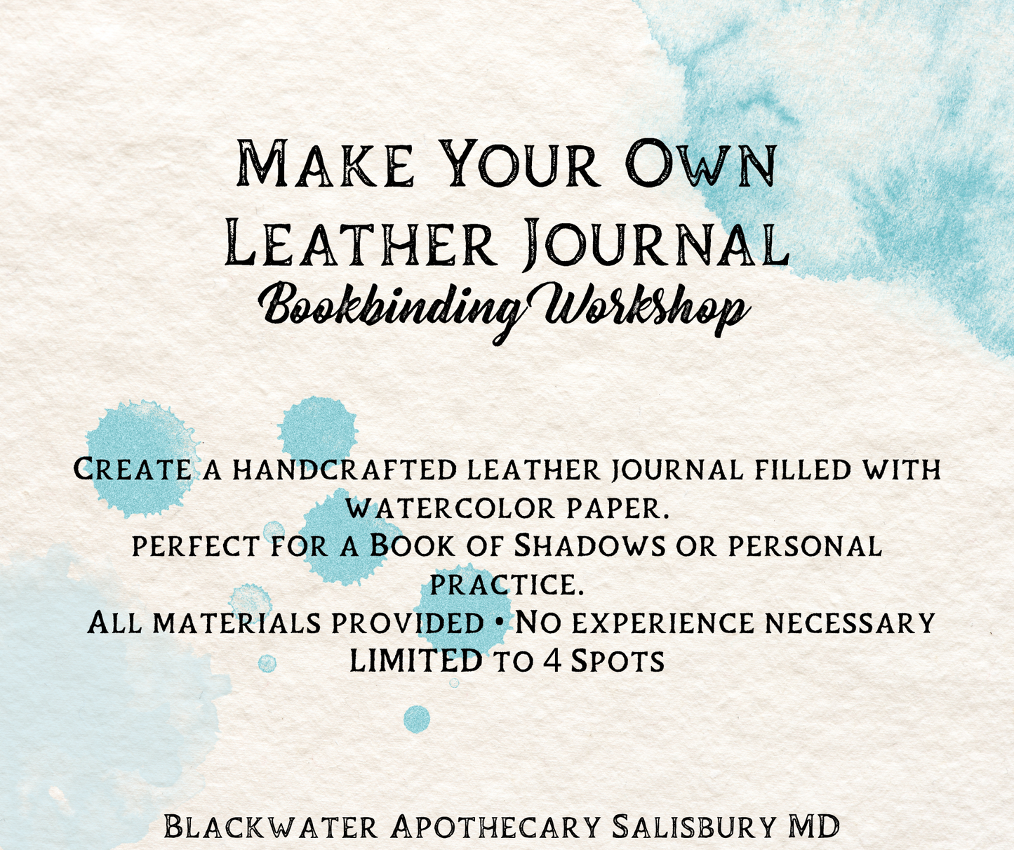 Make Your Own Leather Journal - Book Binding Workshop - Sat February 14th 2pm