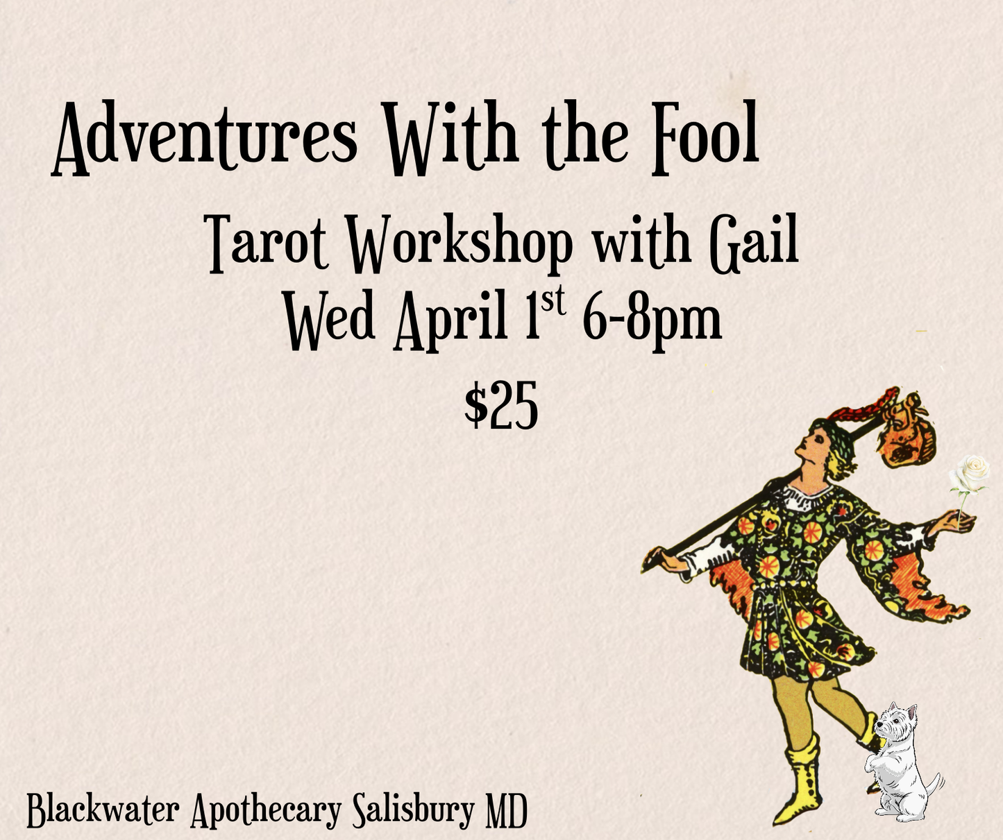 Adventures with the Fool - Tarot Workshop with Gail - Wed Apr 1 6-8pm