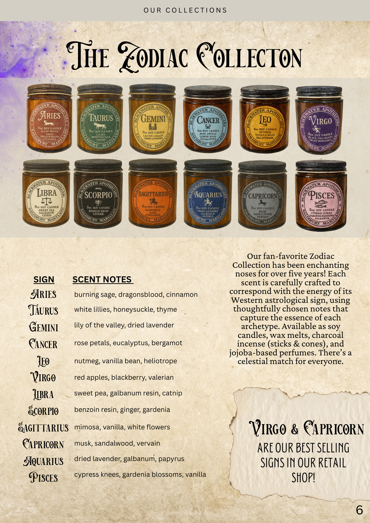Wholesale - Zodiac Candles - 9oz Amber Glass