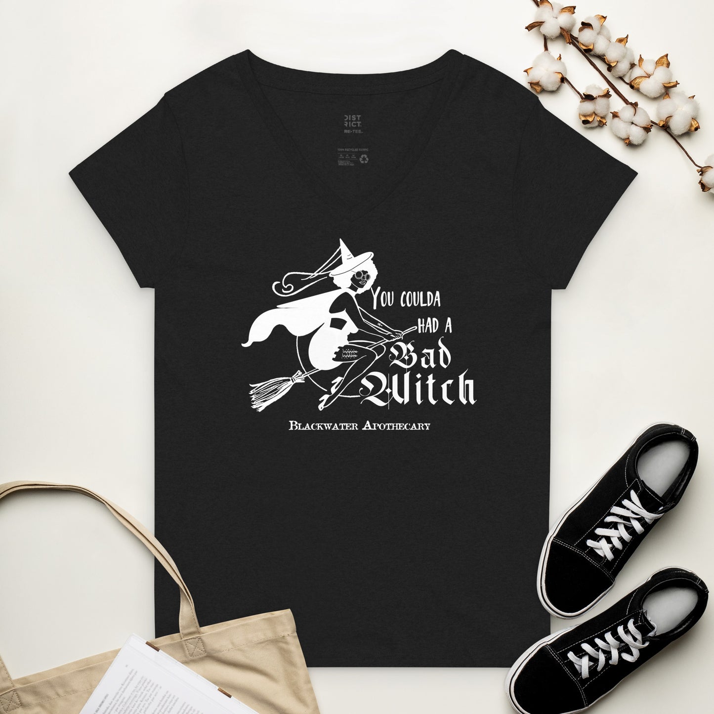 Coulda Had A Bad Witch II - Black & White Women’s recycled v-neck t-shirt