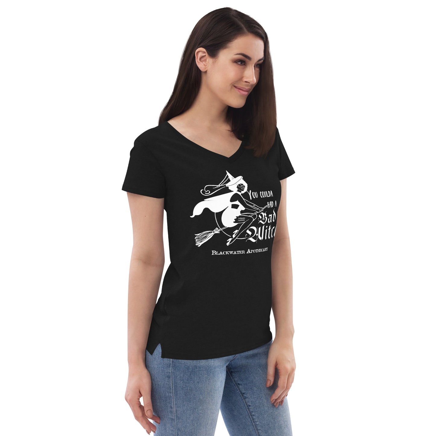 Coulda Had A Bad Witch II - Black & White Women’s recycled v-neck t-shirt