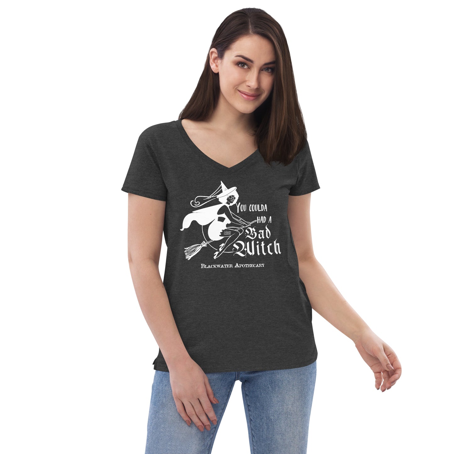 Coulda Had A Bad Witch II - Black & White Women’s recycled v-neck t-shirt
