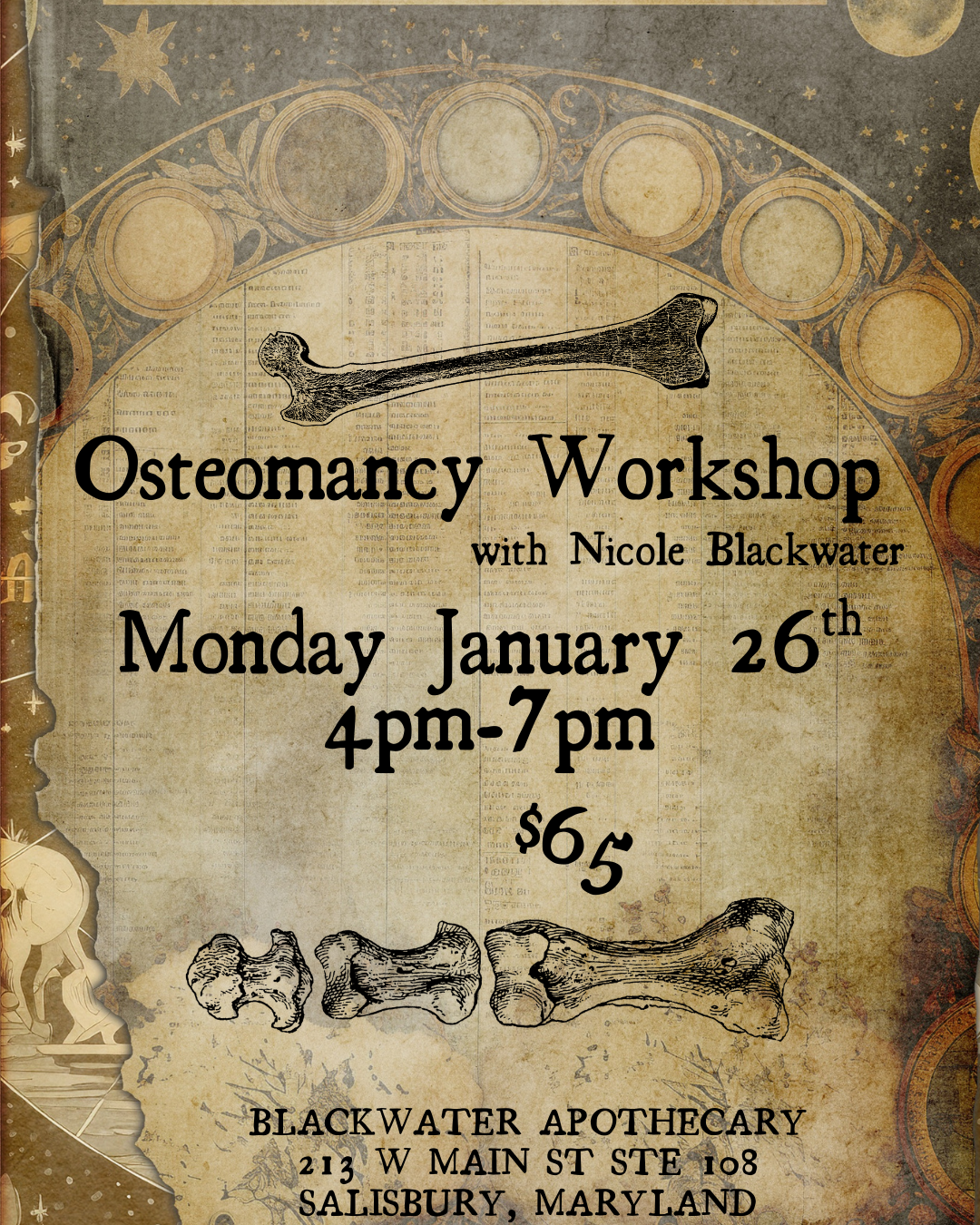 Osteomancy Workshop with Nicole Blackwater - Mon Jan 26th 4-7