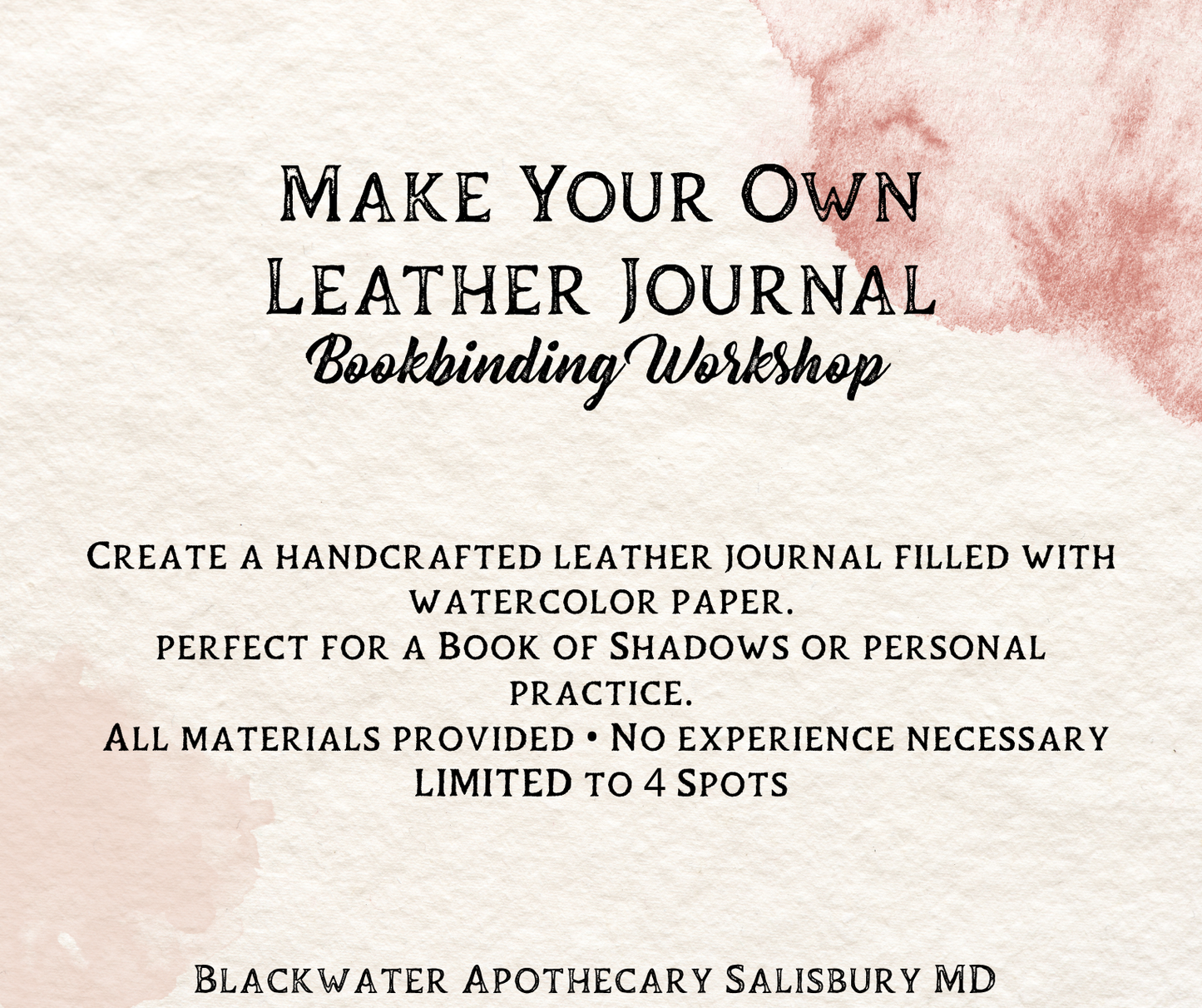 SOLD OUT Make Your Own Leather Journal - Book Binding Workshop - Sat Jan 24th 2pm
