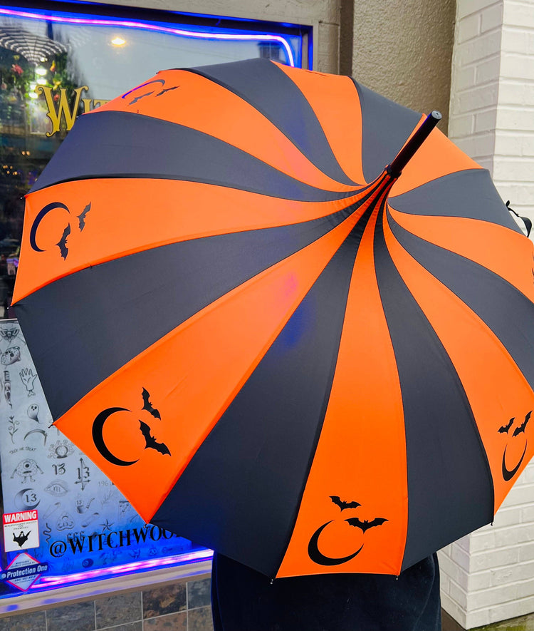 Orange Bat Moon Umbrella