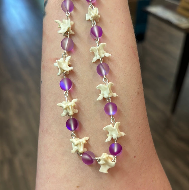 Purple & Snake Vertebrae Necklace by Tilted Tulips