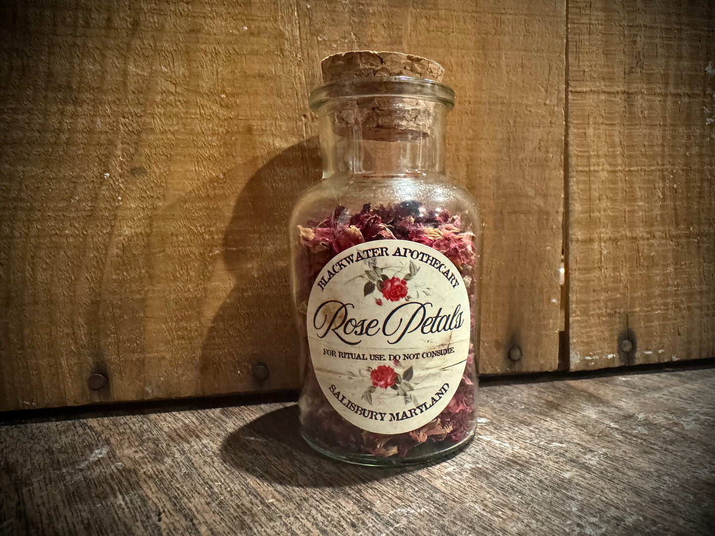 Rose Petals - Ritual Herbs - Glass Bottle with Cork