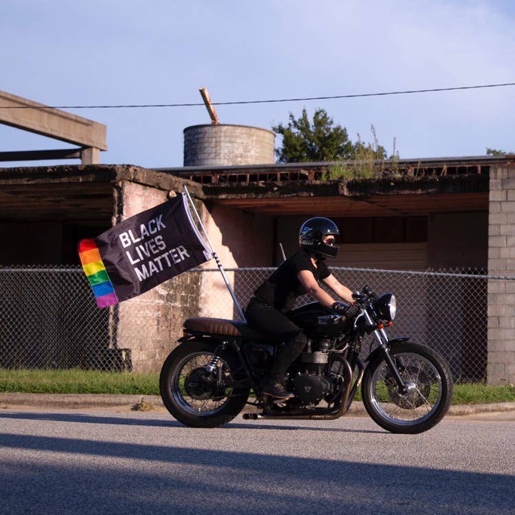 Black Lives Matter + Pride Flag: 3ft x 5ft Single-Sided with Grommets