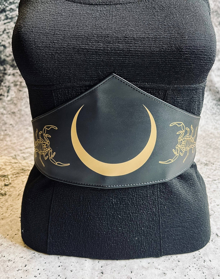 Vegan Leather Belt - Pointed - Scorpion Moon: Gold