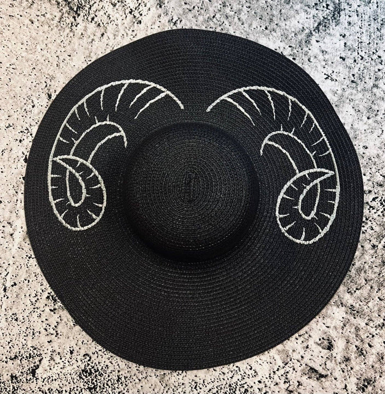 Floppy Sun Hat - XL Brim - Curly Horns