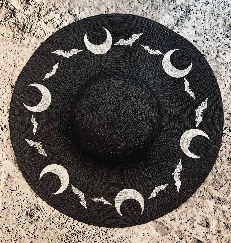 Floppy Sun Hat - XL Brim - Bat Moons