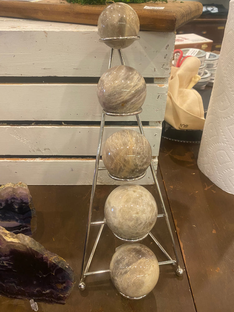 Large Moonstone Spheres from Cryptic Crystal Keeper
