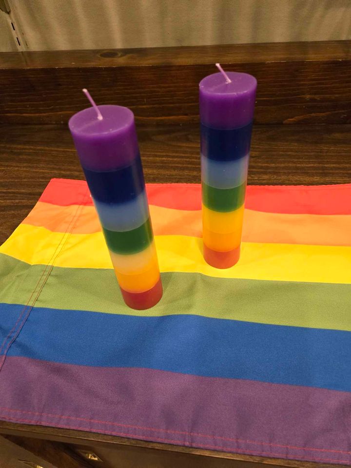 Rainbow Pillar Candles