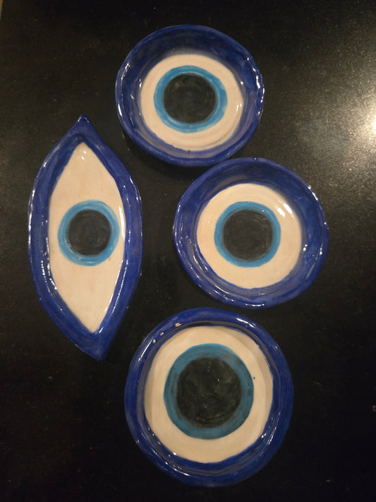 Handmade Evil Eye Pottery by Tilted Tulips