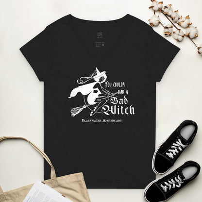 Coulda Had A Bad Witch II - Black & White Women’s recycled v-neck t-shirt